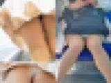 物憂げな表情でパンティ丸見え　電車対面パンチラ