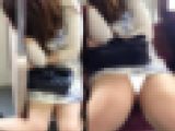 (電車対面）(顔出し)むっちりふとももさんをくぱぁ～かぱぁ～っと無防備にひろげちゃう…OLお姉さんの破廉恥なお股を観察してみ
