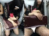(電車対面）（顔出し）タイトミニからあみあみパンストあんよちゃんをむき出しにして…くぱぁ～っとひろげちゃう女子大生さんを観察して