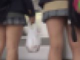 パンチラ盗撮 制服女子2人 電車内 & 駅の階段でダブル生パンチラ