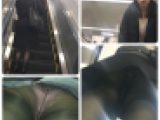 【復活の逆さ撮り5】エスカレーターの後ろから黒スト・黒タイツ女性のパンツを盗撮【高画質動画】
