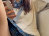 JK盗撮日記48 青チェック激カワミニスカJKアイドルを電車ボックス席とトイレ内で盗撮【カメラ目線対面バレ・パンチラ交渉有り】